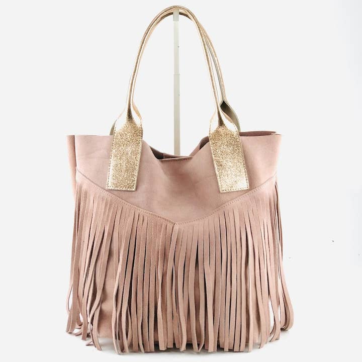 MILANO AMOUR - Wholesale Tote Bag - Women's - TOTE BAG SHOPPER DIAMOR SUEDE FRANGE MATCH LAMINATO