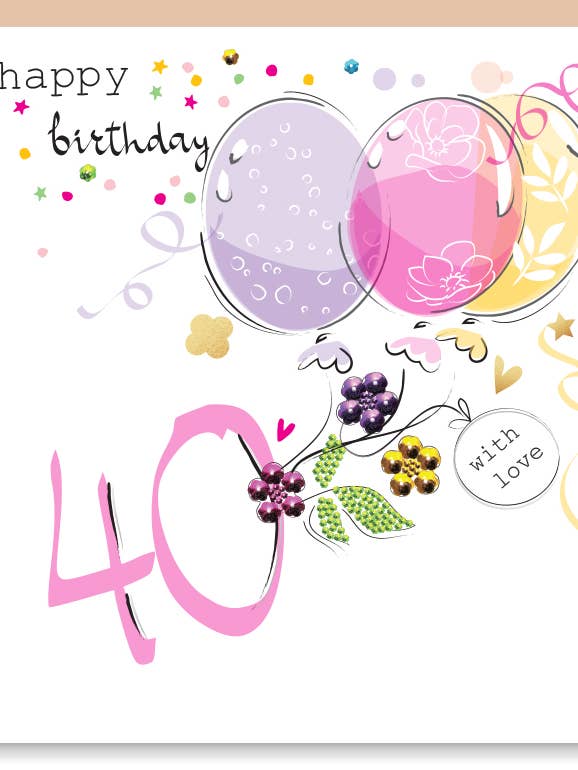 40 Birthday Hand-Finished Sequin Card - U16 for wholesale by SABIVO Design