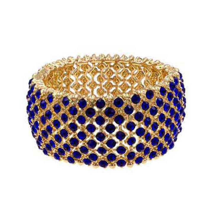 Fashion City - Wholesale Bangle Bracelet - Rhodium Plated Stretch Crystal Bracelets6