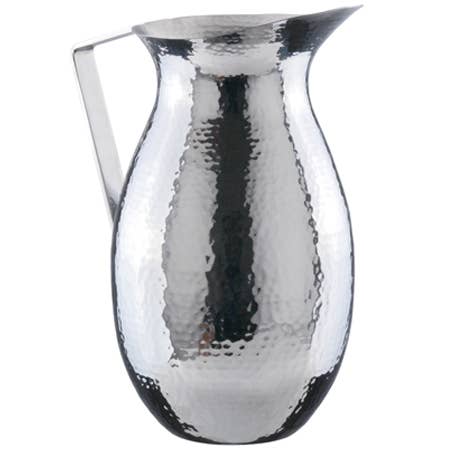 India Handicrafts Inc - Wholesale Pitcher - Sleek Stainless Steel Hammered Pitcher w/ Handle3