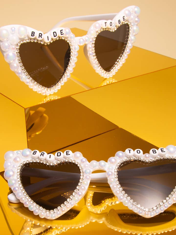 "Bride to Be" Beaded Fashion Glasses with Decorative Pearls for wholesale by SP Sophia Collection