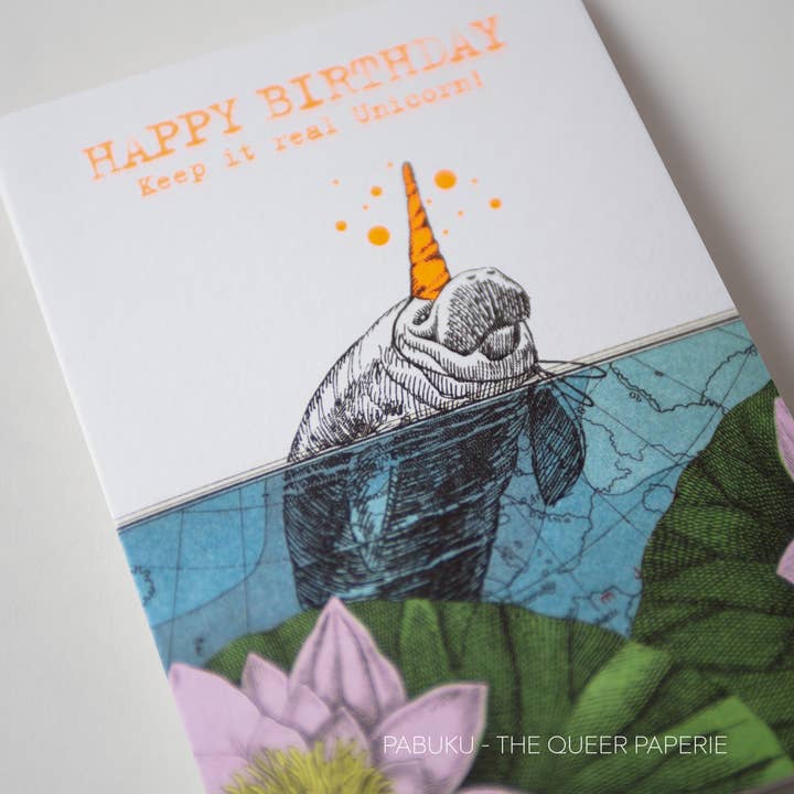 Pabuku - Wholesale Birthday Card - Birthday Unicorn Manatee | Birthday Card2