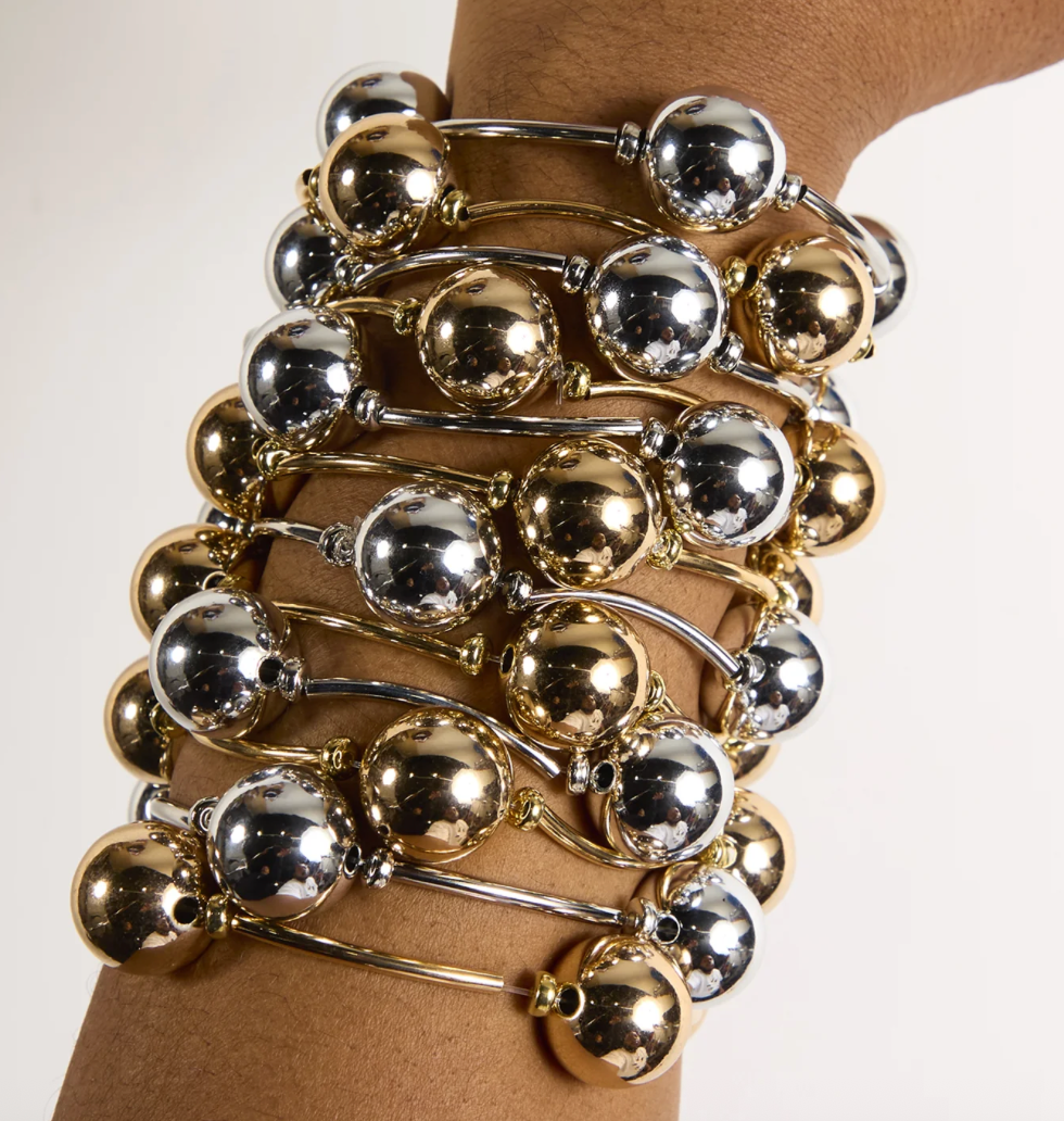 HoopLa - Wholesale Beaded Bracelet - In Orbit- Stretch Bead Bracelet- Steel-14K Gold & Silver3