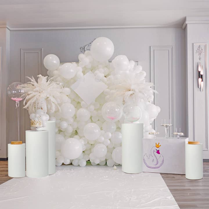 Portofino International Trading, USA - Wholesale Retailer Display - Home & Living - Metal Cylinder Pedestals Display 5pc/set - White
