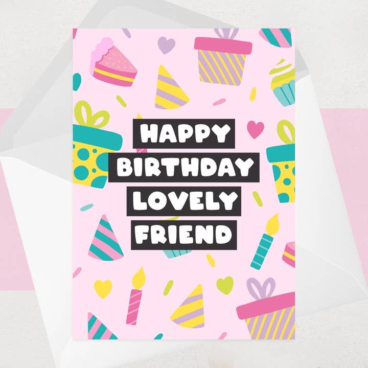 Lovely Friend Birthday Card - Fun Birthday Cards for wholesale by OCD Greeting Cards