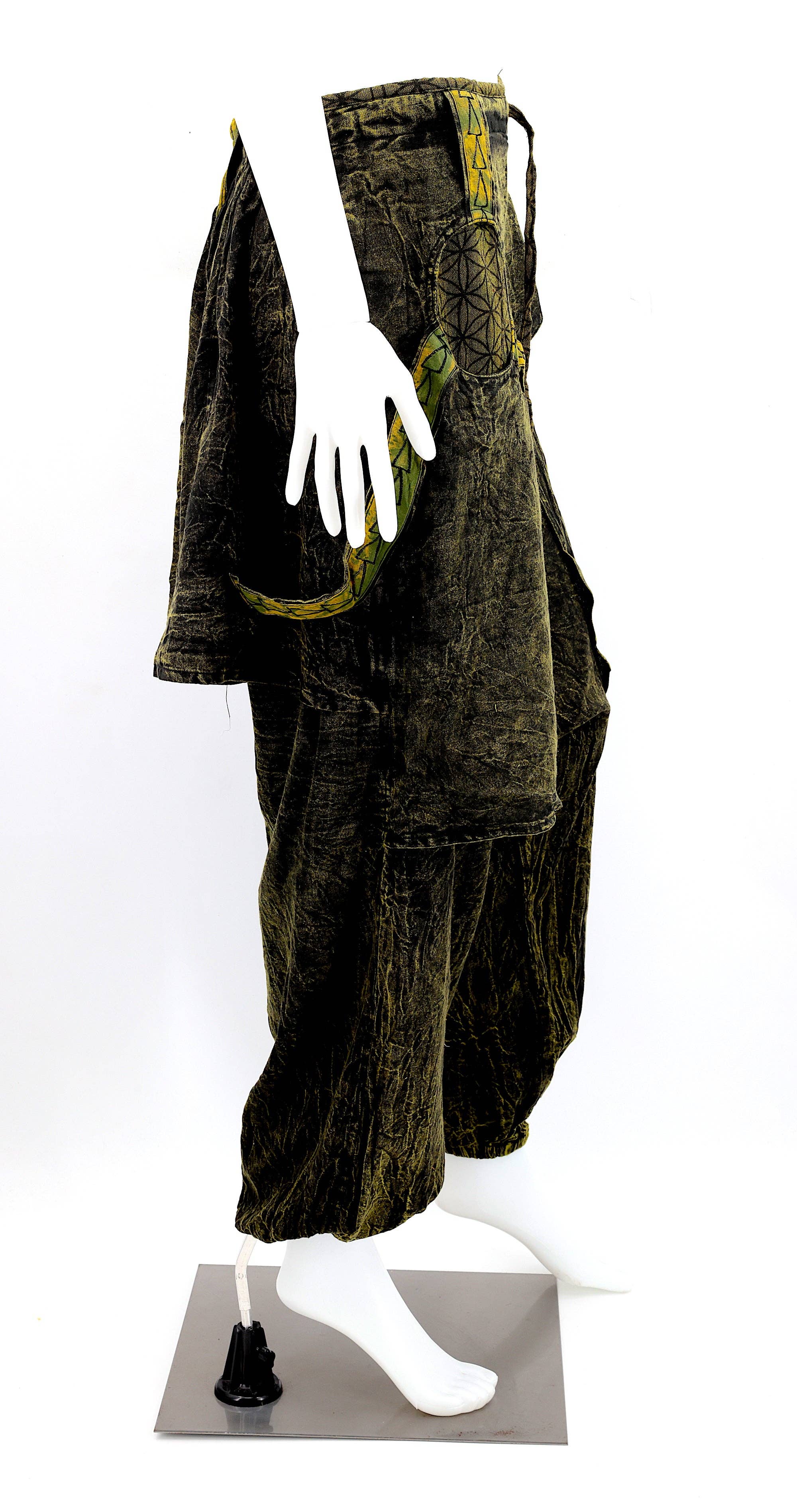 Himalaya Handmade – wholesale Byxor - Dam – Handgjorda bohemiska hippie haremsbyxor i bomull med blekt färgmönster Flower of Life25