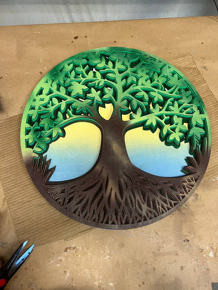 Wall Decoration Tree of Life Layer Wood Art Mandala 3D Art for wholesale by Spencer's Custom Wood