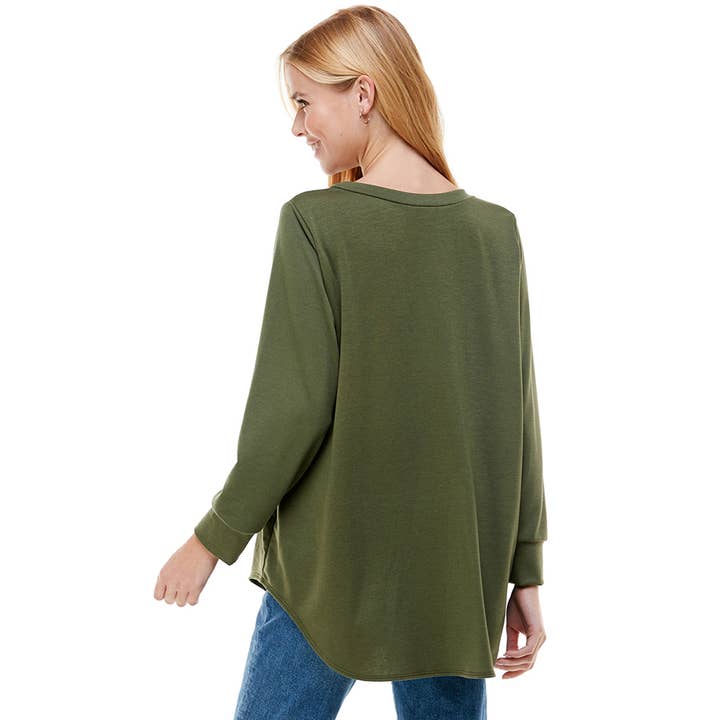 Azules Clothing - Wholesale Tunic - Women's - ATP-2321FT-Women's Oversized Long Sleeve Crew Neck Tunic42