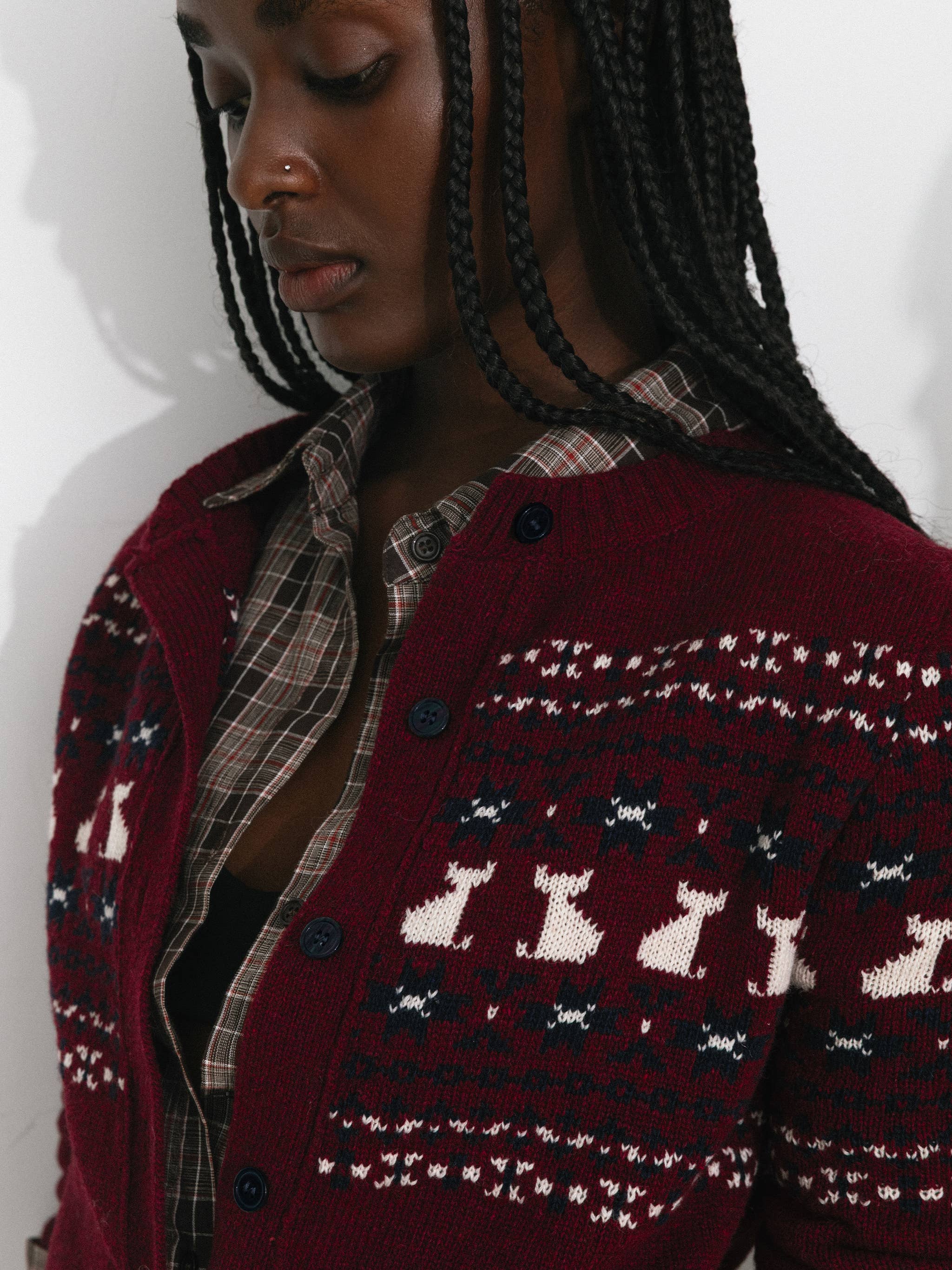 CUBIC - Wholesale Cardigan - Women's - CUBIC Cat Print Fair Isle Wool-Blend Cardigan16