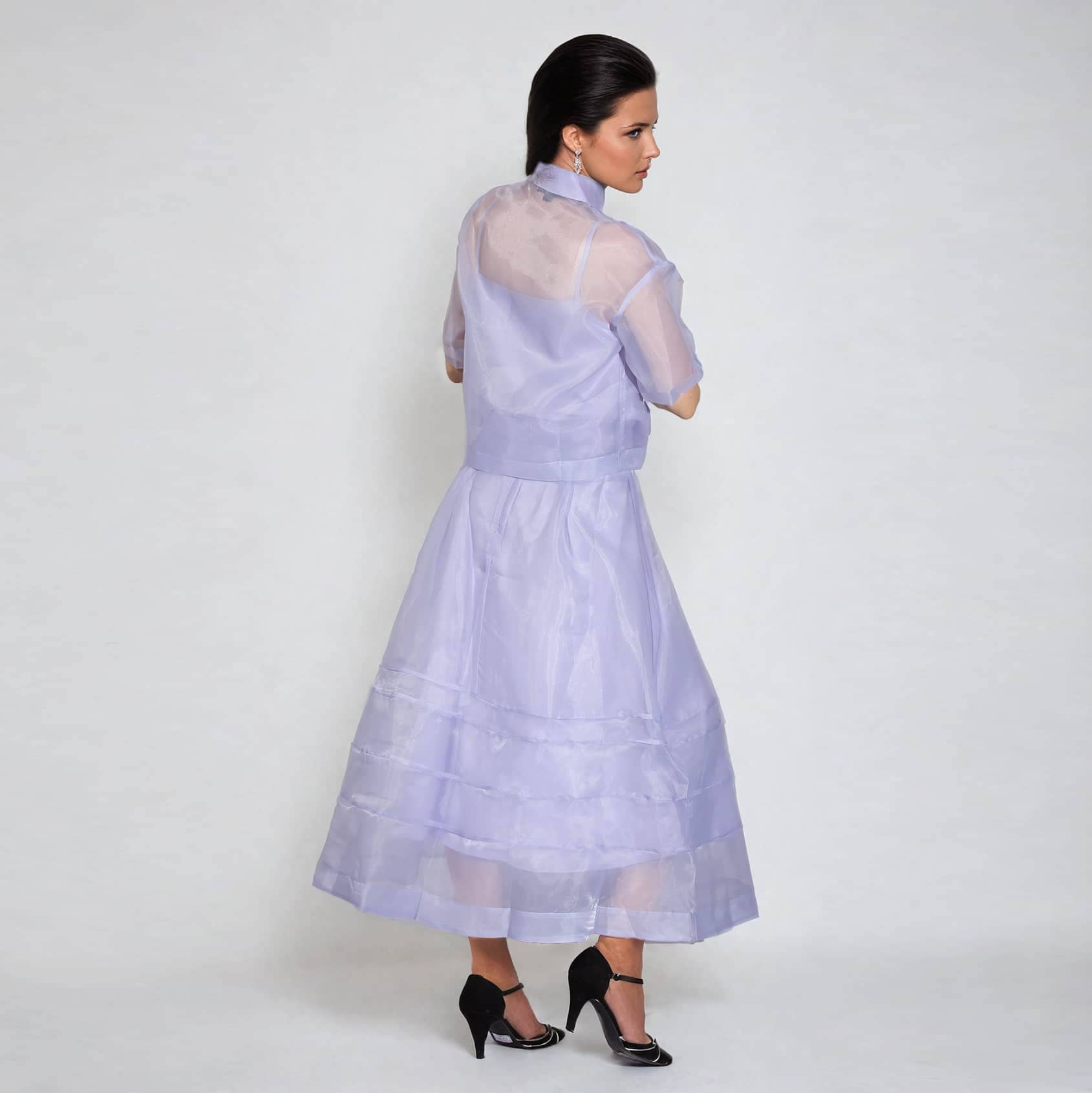 Azzurro Gonna svasata con pieghe orizzontali cucite a livelli in vendita all'ingrosso su Faire3