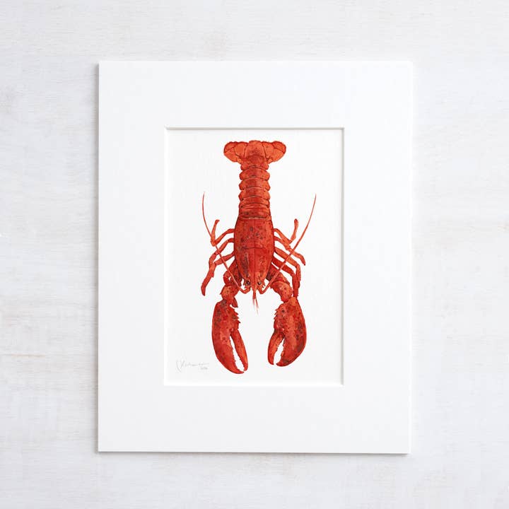 Stampa dipinta ad acquerello con aragosta rossa per la vendita all'ingrosso da parte di Studio Tuesday