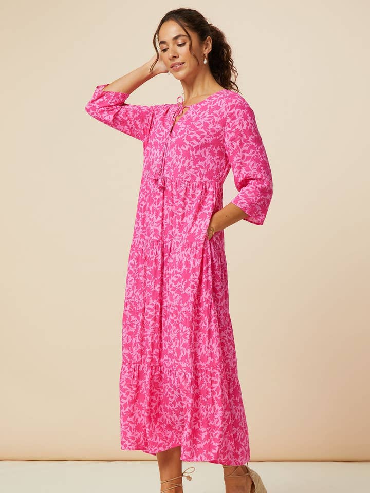 Emma EcoVero Midi Dress | Pink/Pink for wholesale by Aspiga