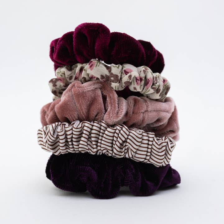 Leto Accessories – Großhandel Haargummi – Damen – Haargummis mit herbstlichem Blumenmuster, verschiedene Haargummis5