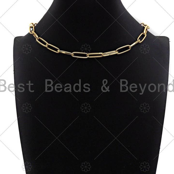 BestBeads&Beyond - Vendita all'ingrosso Collane a catena e maglie - Catena di graffette spesse a maglia grande riempita in oro 18k di Yard, sku #LS013