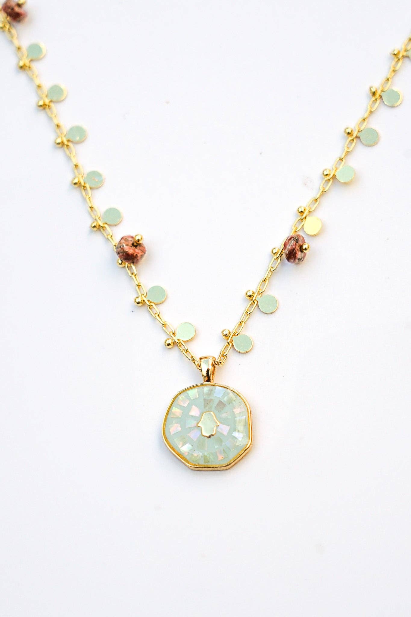 Bali Queen - Wholesale Pendant/Charm Necklace - Hamsa Shine Light Coin Necklace0