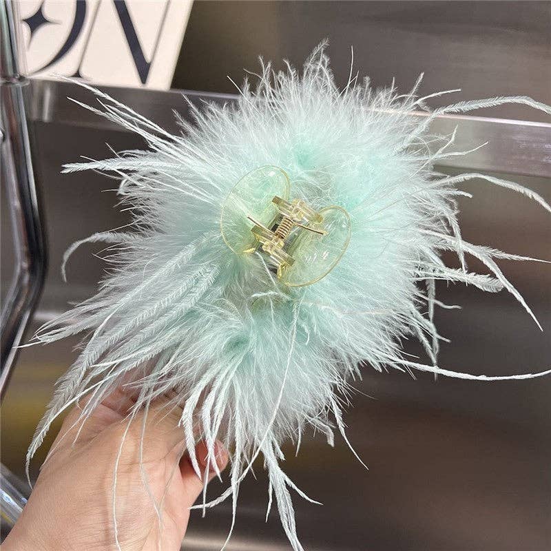 FurDecoration - Wholesale Hair Clip - Women's - Luxurious Genuine Ostrich Feather Large Hair Claw Clip8