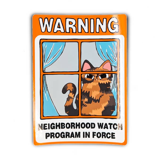 Neighborhood Watch Cat Window Cling - Tortie Tortoiseshell Cat Judgy for wholesale by BluVelvetArt