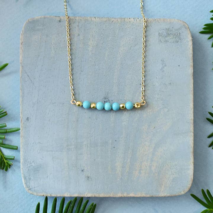 Turkoois edelsteen & gouden ketting voor wholesale door Hadley Richards Designs