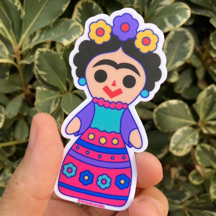 Frida Kahlo Rag Poppensticker - Vinylstickers voor wholesale door Rosaguayaba