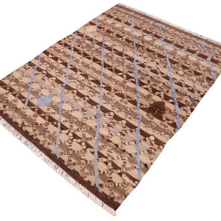 Tapete Abstrato Marroquino de Lã em Tons de Mel Claro/Escuro - 1,98m x 2,79m por atacado de Arshs Fine Rugs