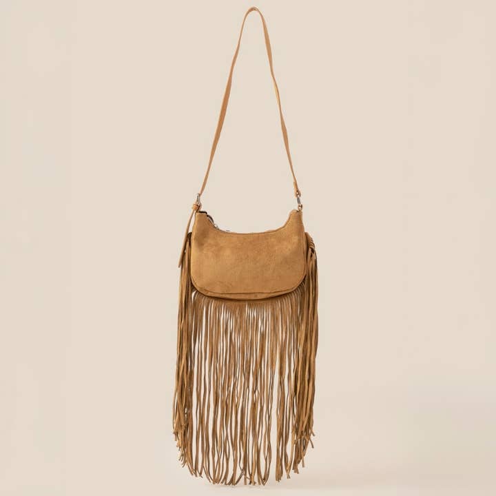 Suede Fringe Crossbody Bag for wholesale by Anarchy Street
