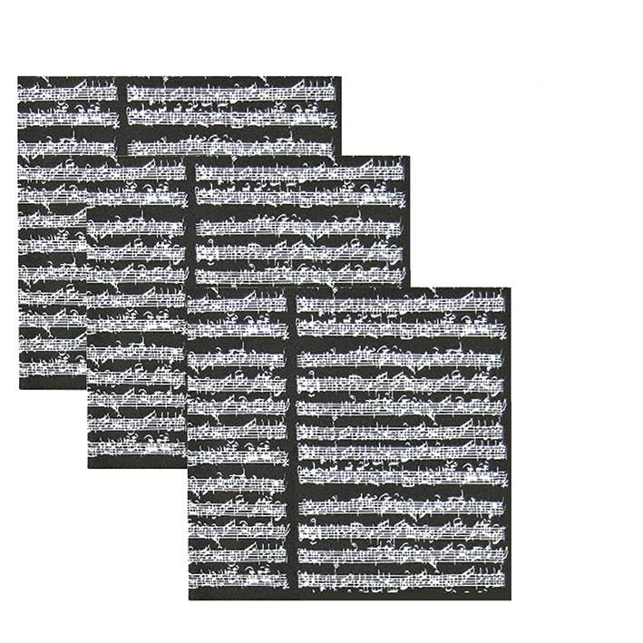 Gift Wrap Pack of 3 Sheets Black Manuscript for wholesale by THE MUSIC GIFTS COMPANY