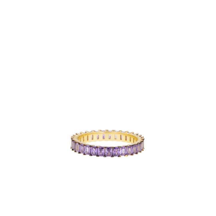 fuchsia gold plated baguette band ring for wholesale by Marlyn Schiff