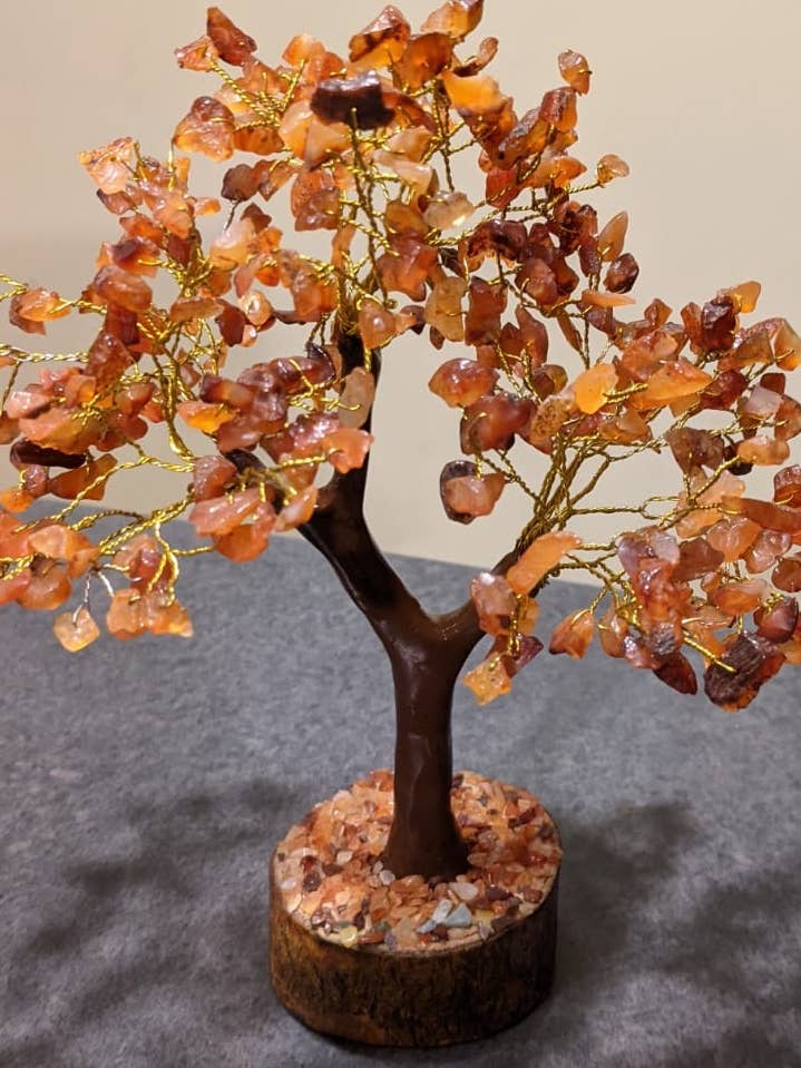 Carnelian Gemstone Tree (300 chips golden wire) for wholesale by jiomind