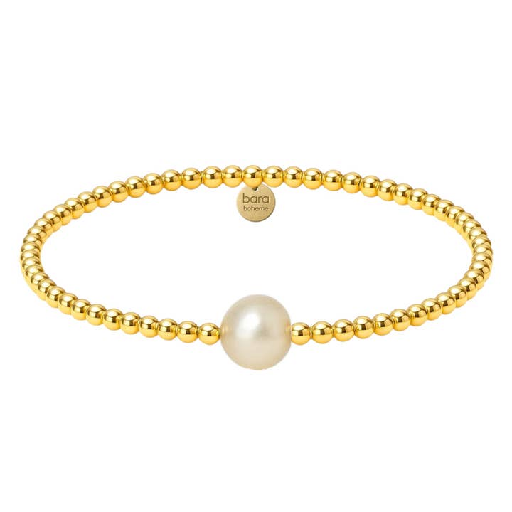 bara boheme - Wholesale Beaded Bracelet - Audrey | Gold Filled Beaded Bracelet with Pearl