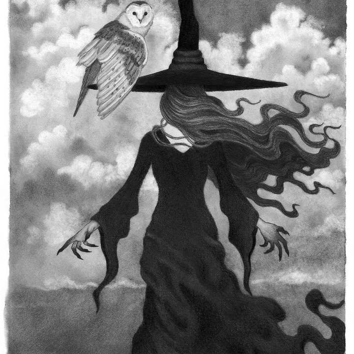 Strangely Rose - Wholesale Art Print - The Witch and Her Familiar- art print2