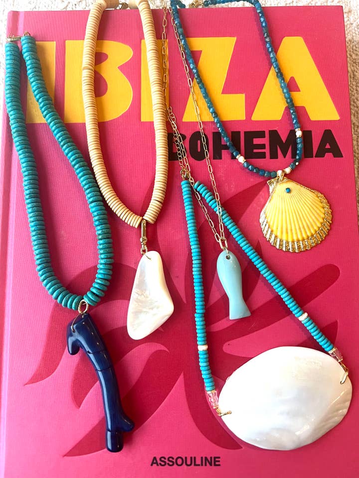 Gold Paperclip Chain with Fish Pendant for wholesale by Grace Designs