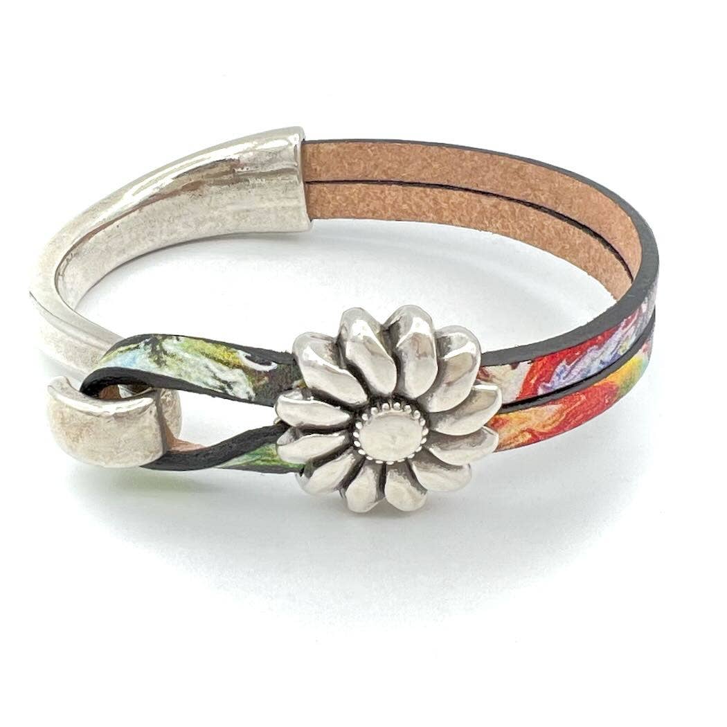 Montana Leather Designs - Wholesale Cuff Bracelet - (HC) Sunflower Half Cuff1