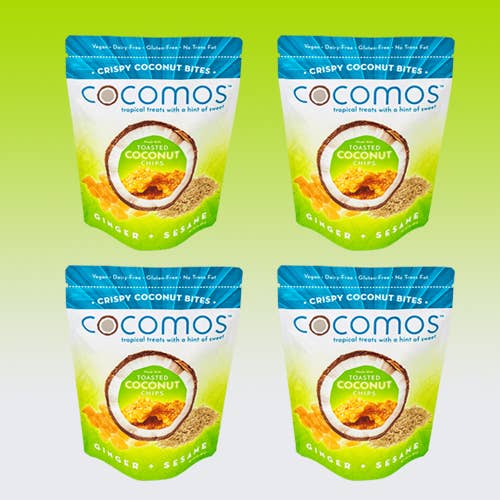 Ginger + Sesame Cocomos Crispy Coconut Bites for wholesale by Cocomos