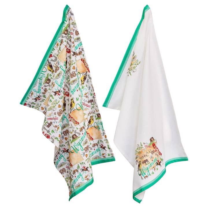 Wy Wyoming State Collection 28" Cotton Tea Towels Set Of 2 for wholesale by Boston International