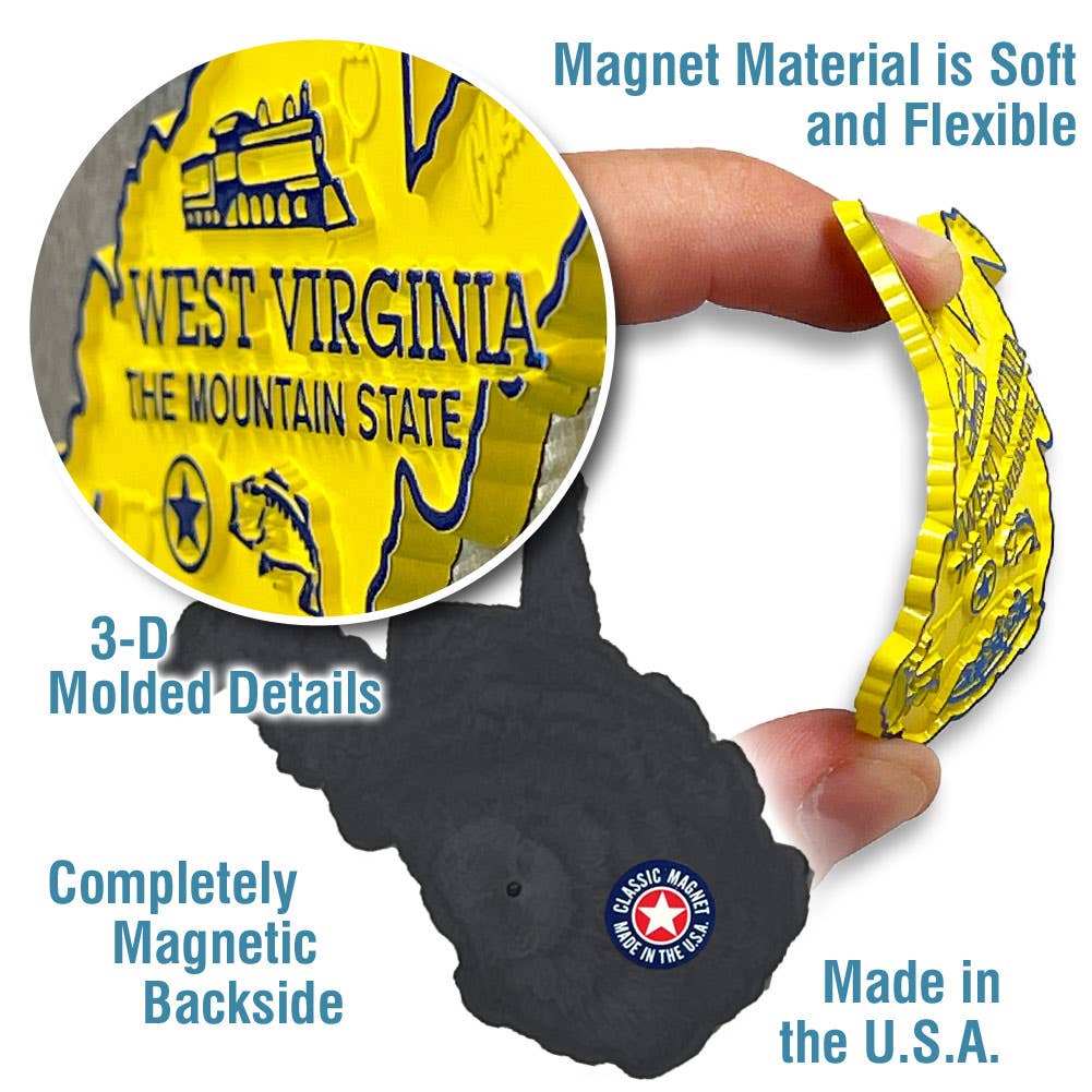 7 Star - Wholesale Magnet - West Virginia - WV Small State Magnet, Made in USA2