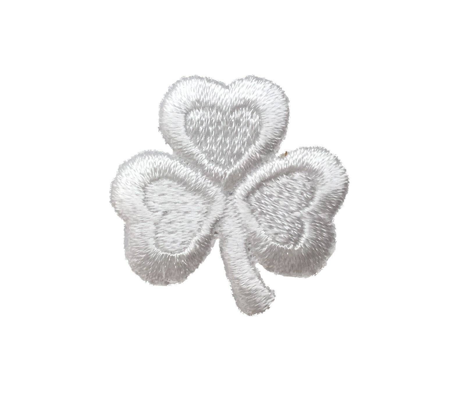 Wholesale Applique – wholesale Patch – White Shamrock - Small Irish - 3-leaf Clover - Embroidered Patch - Iron on Applique - 695792-C