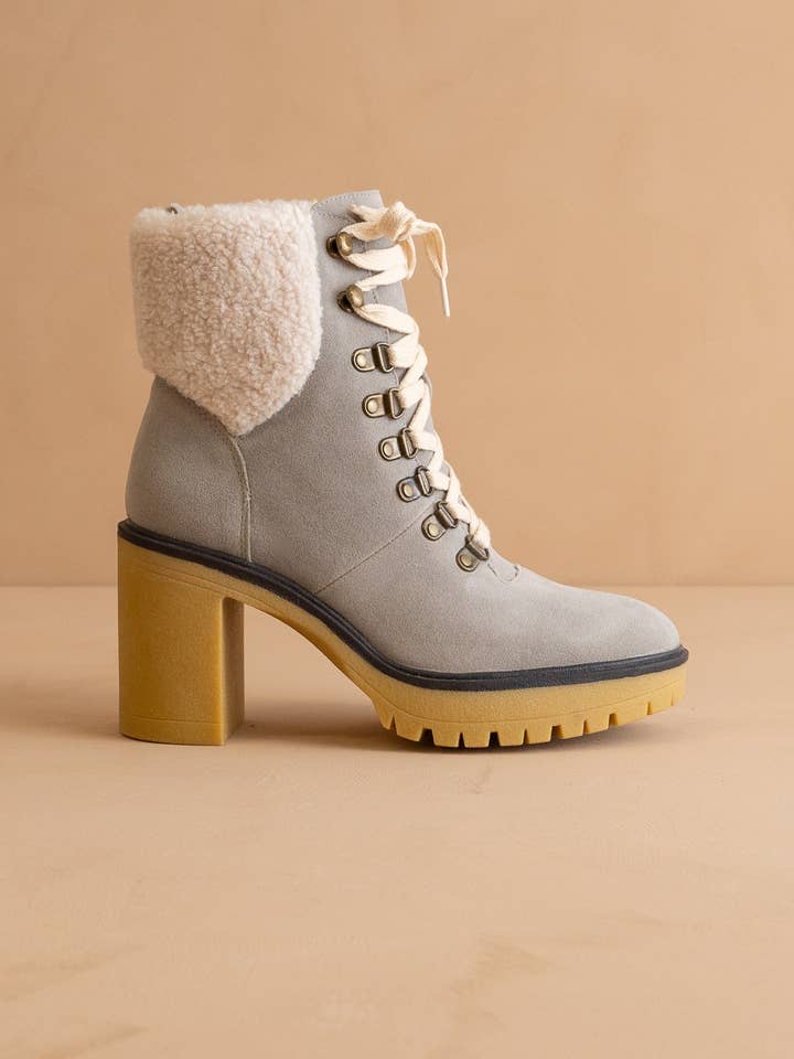 The Madilyn Grey | Platform Shearling Boots for wholesale by OASIS SOCIETY