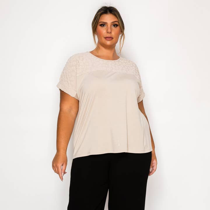 CHEETAH BURNOUT CONTRAST YOKE DOLMAN ROLLED SLEEVE CURVE for wholesale by Coin 1804