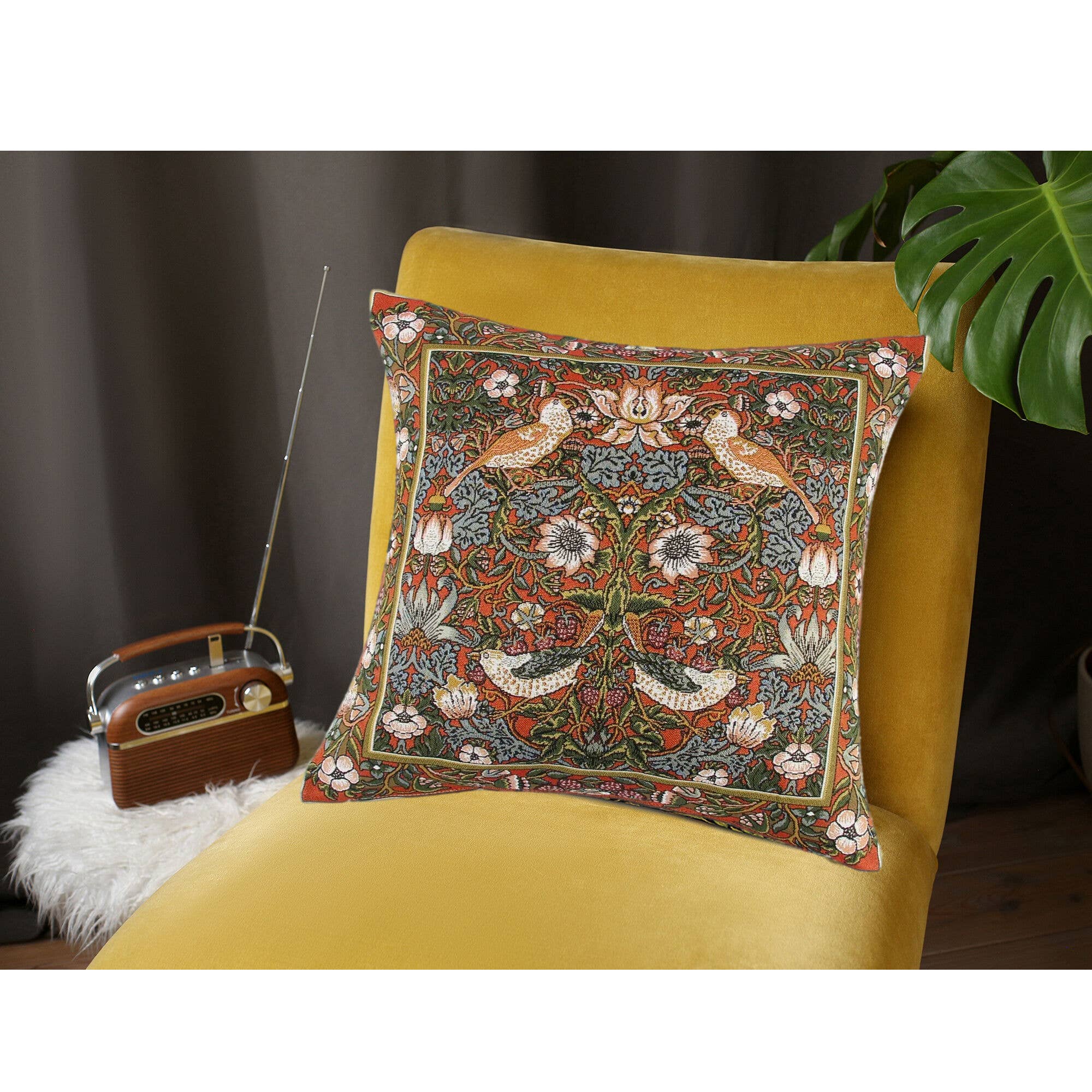 STP - Wholesale Throw/Decorative Pillow - Red Birds. William Morris Tapestry Pillow1