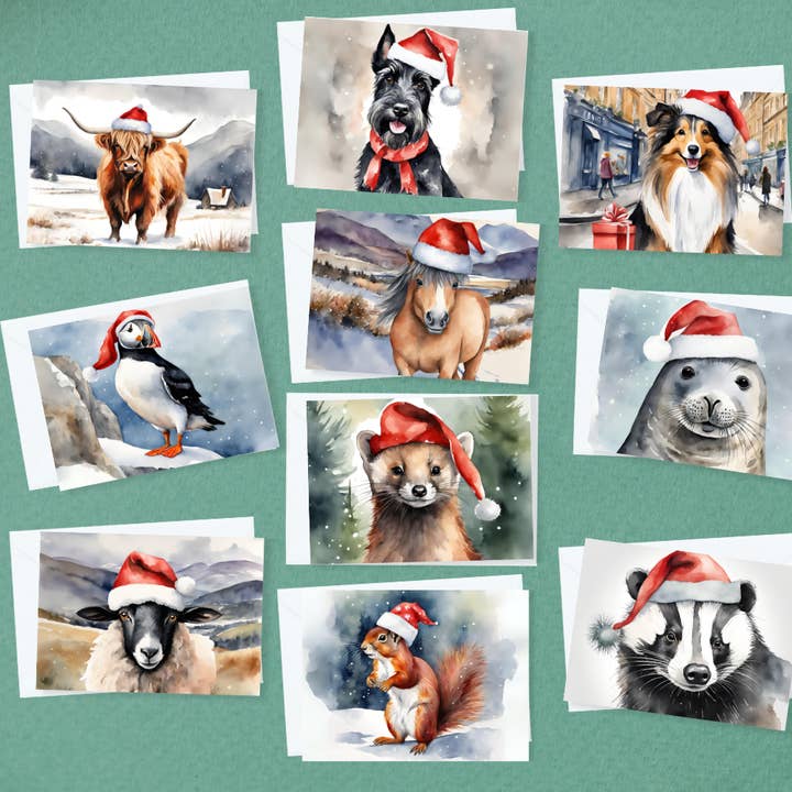 Animals of Scotland Christmas Cards for wholesale by Primrose Thistle