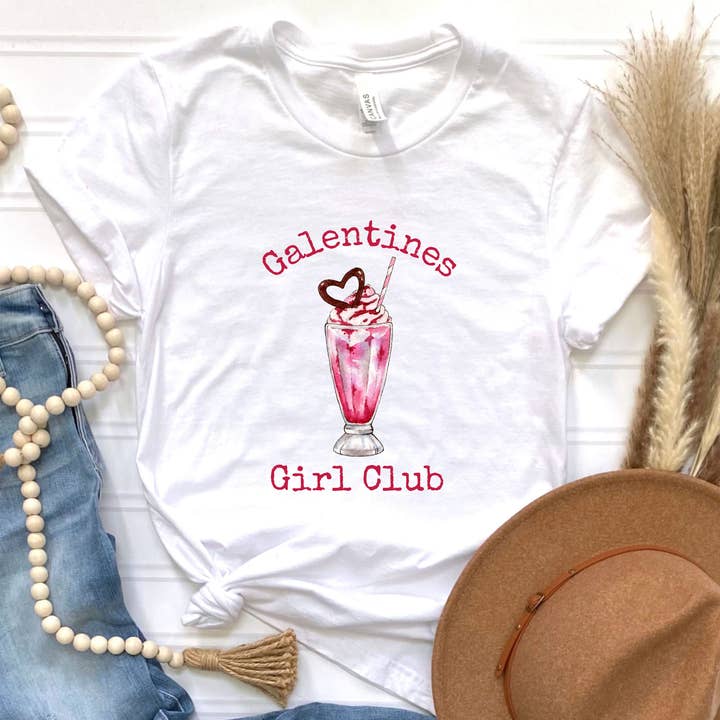Galentines Girl Club Graphic Tee for wholesale by Dixie Grace Mercantile