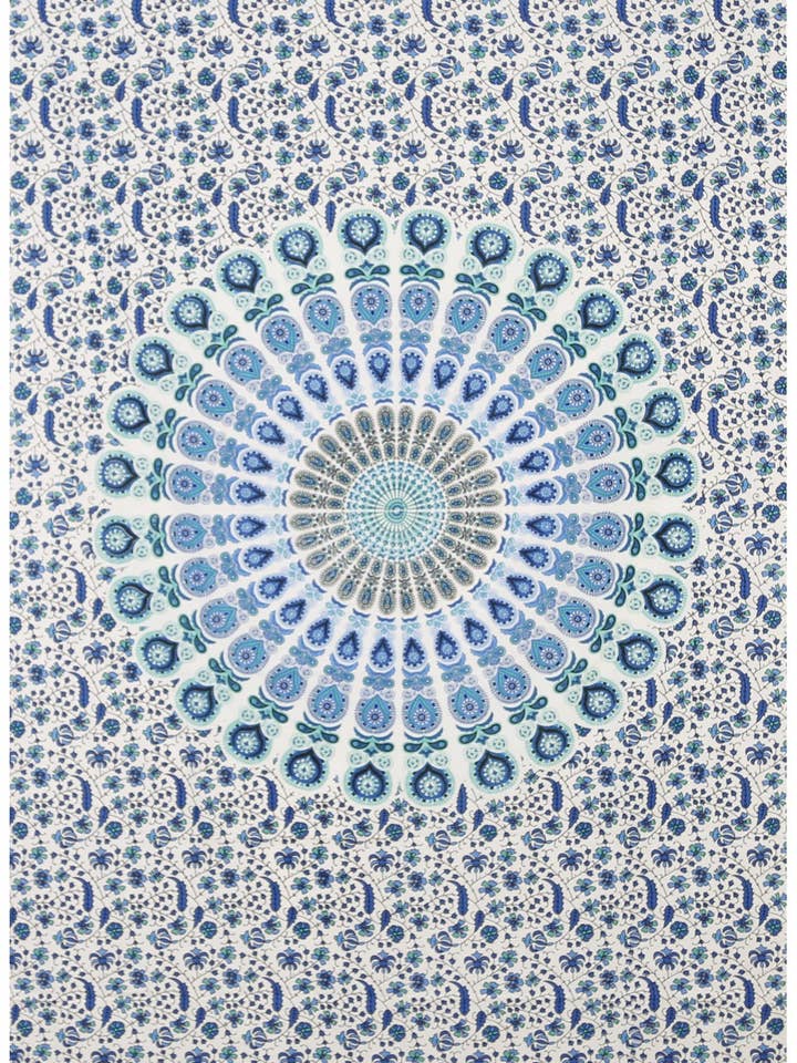 Zest for Life Tapestry Circle Plume Blue/White for wholesale by Sunshine Joy