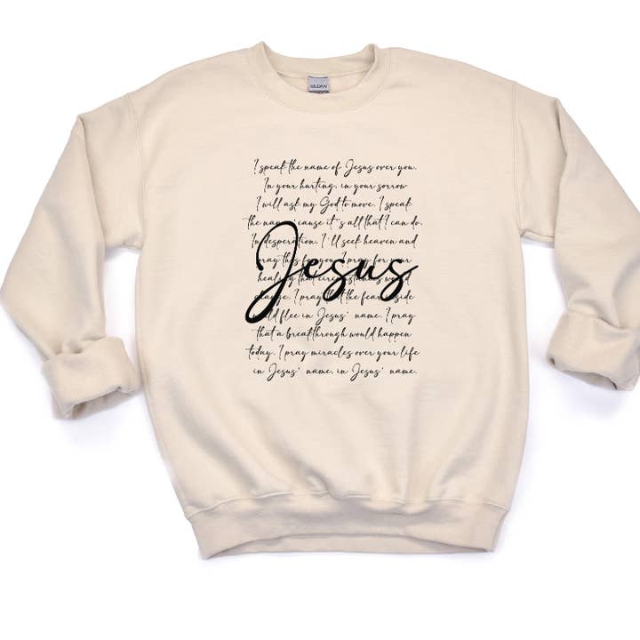 I speak the name of Jesus Christian Gildan Unisex Crewneck for wholesale by 417 Designs LLC