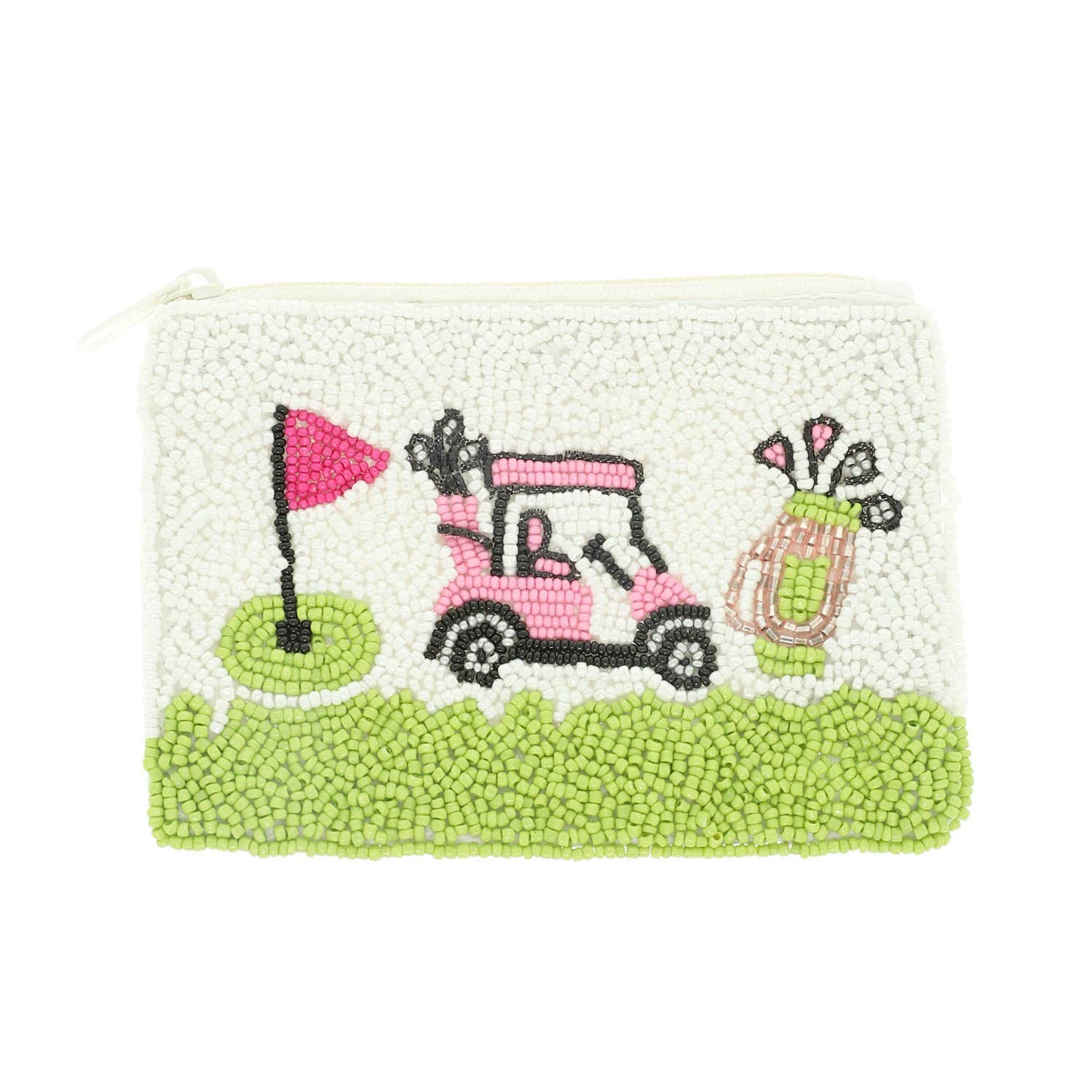 Wt SEED BEADED COIN PURSE GOLF CART DESIGN  for wholesale on Faire1