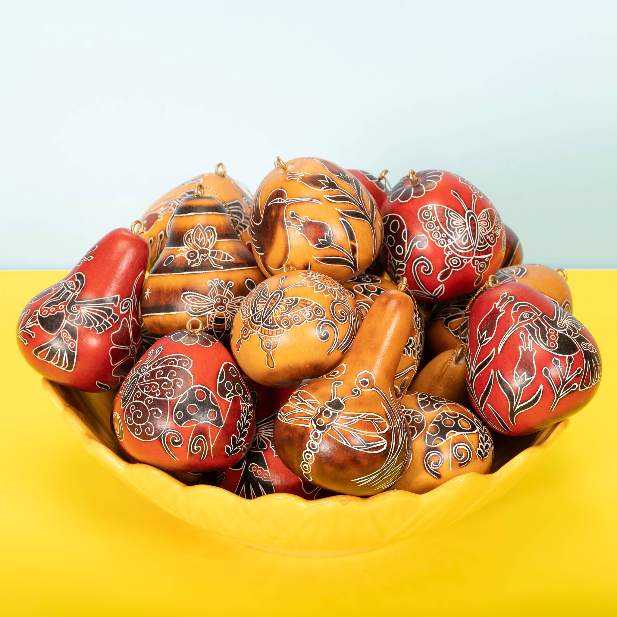 Lucuma Designs – Ornamento por atacado – Nature Mini Mix - Ornamento de Cabaça - Artesanato Natural2