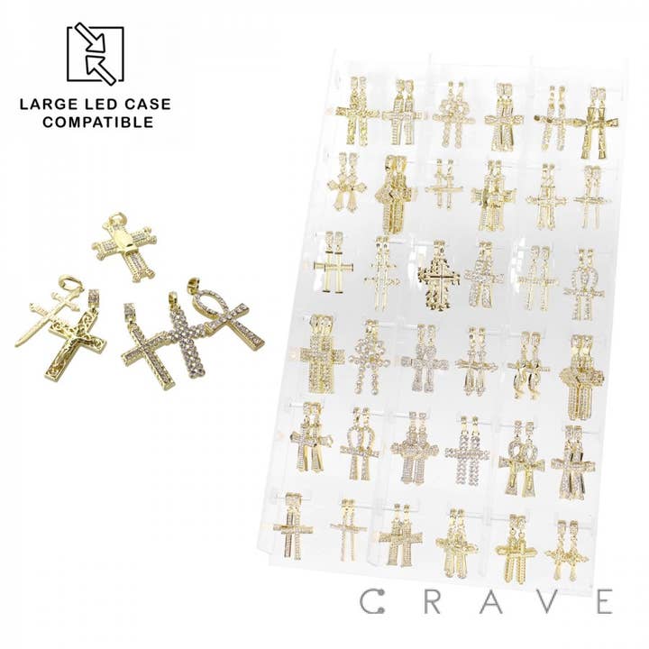 72PCS OF ASSORTED CROSS PENDANT WITH CHAINS INSERT PANEL for wholesale by CRAVE