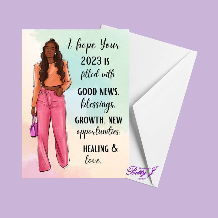 New Years Fashion Greeting Card for wholesale by Betty J