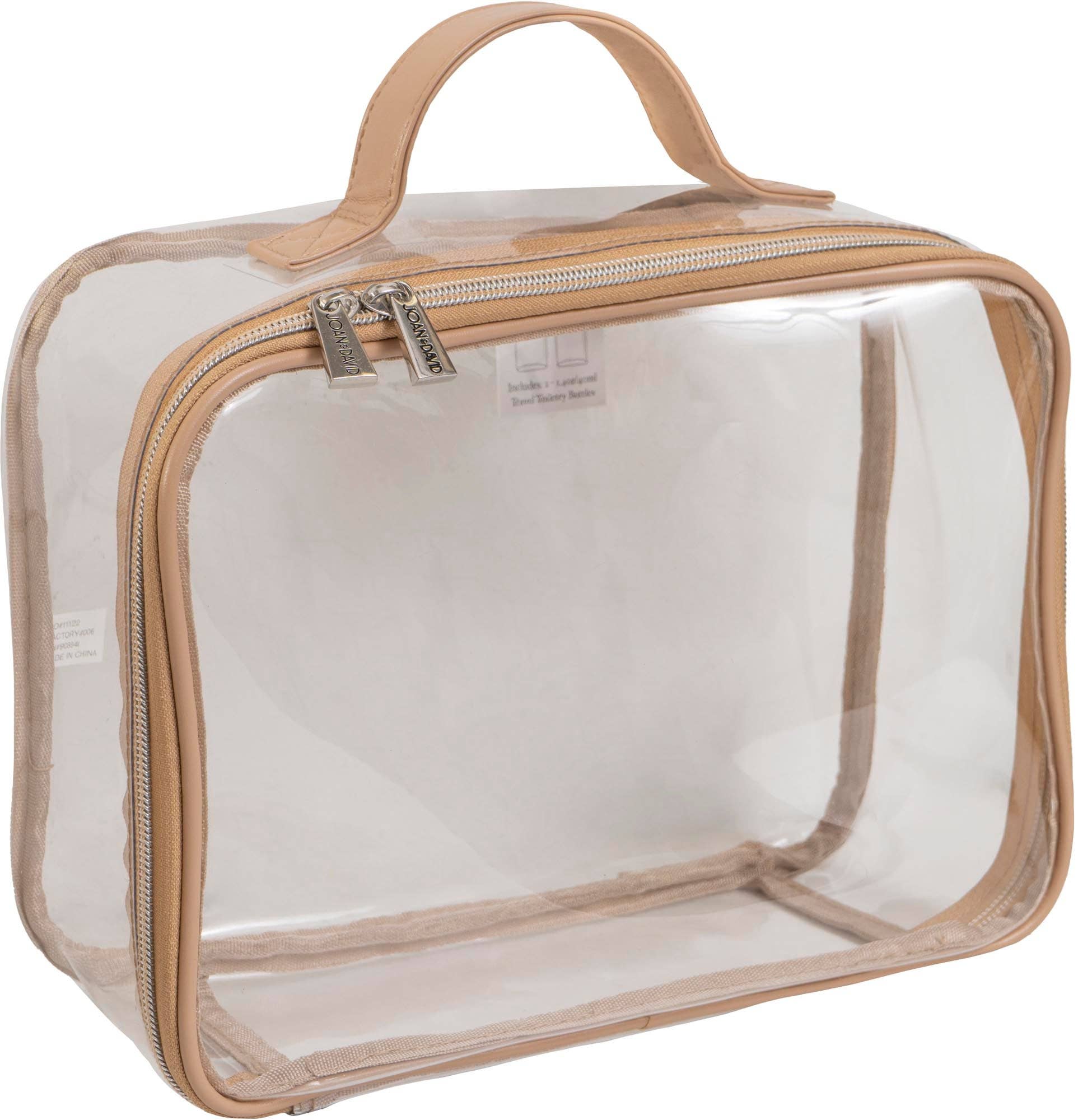 Magid - Wholesale Makeup/Cosmetic Bag - Joan & David Scallop Diamond Quilted Faux Leather 4-Piece Clear Cosmetic Bag Set11