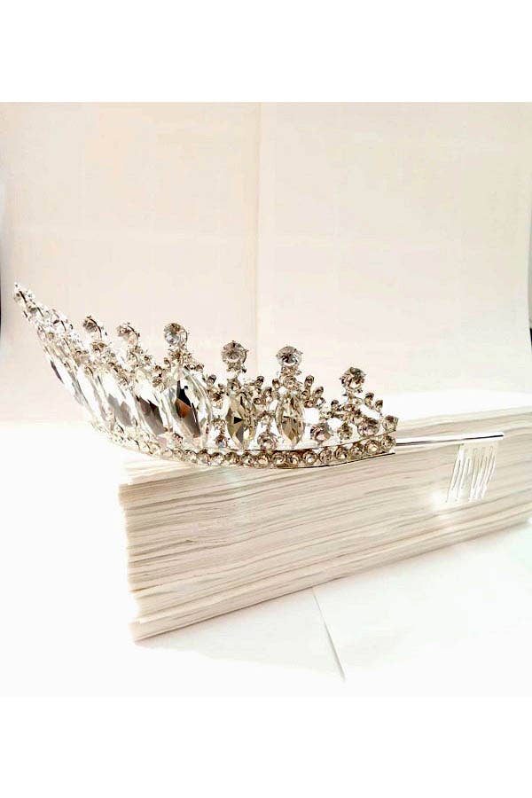 Chicas - Wholesale Tiara - Women's - One Size Fits All Metal Tiara With Jewels HT912-24