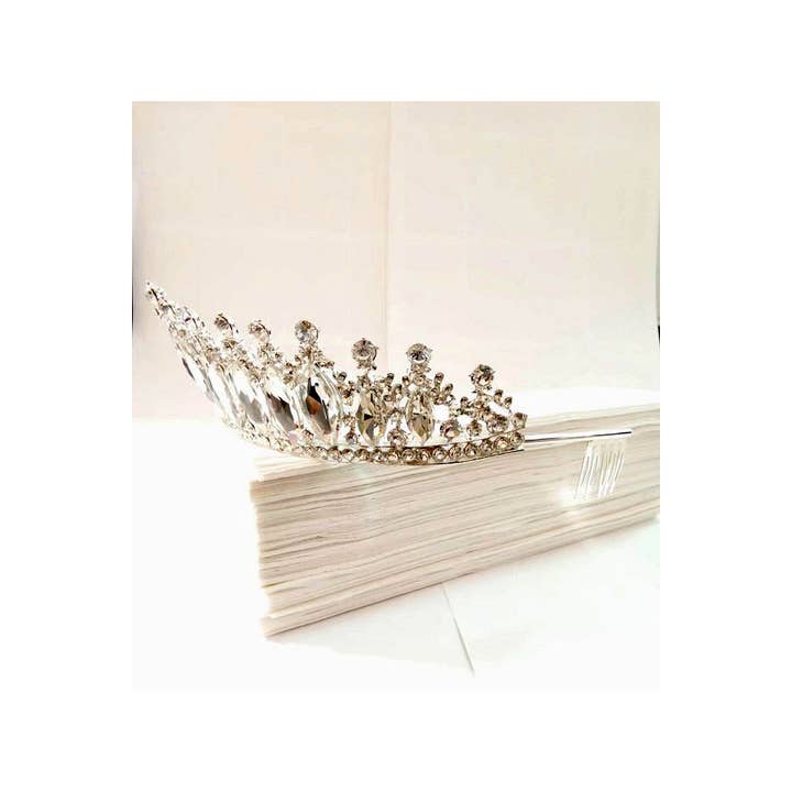 Chicas - Wholesale Tiara - Women's - One Size Fits All Metal Tiara With Jewels HT912-24